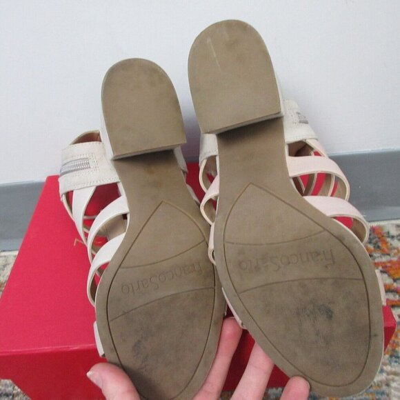 Franco Sarto L-Mesa Women Leather Strappy Open Toe Sandals Size 7 Taupe Heel 558 - Picture 3 of 10